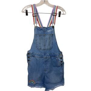 Take Pride Rainbow "QUEEN" Denim Overall Shorts with Rainbow Straps